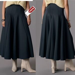 Anthropologie Maeve Holly Green Scuba Godet Maxi Skirt Sz S NWT new with tag